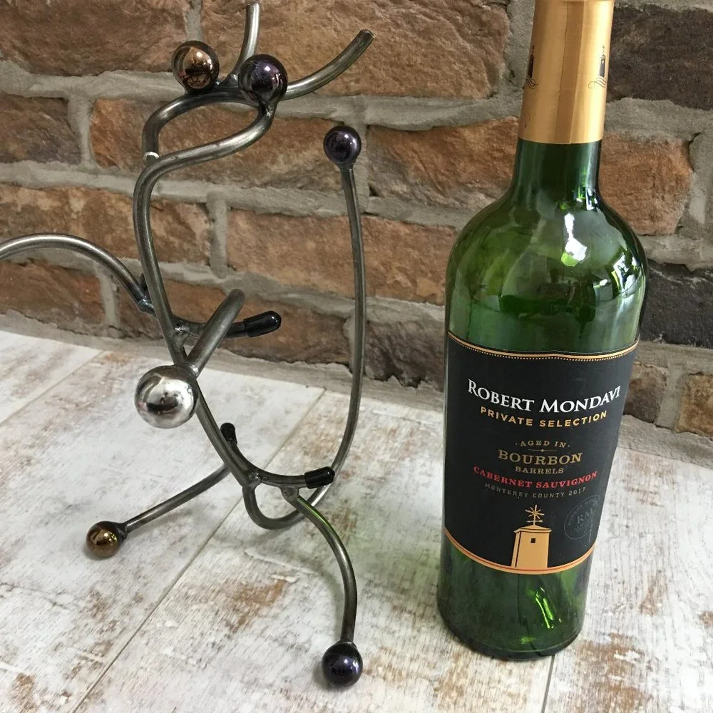 Artisan Created Iron Bottle Holder/Garden Design (1)